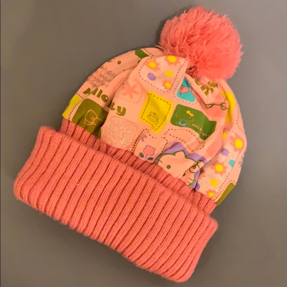Hello Kitty Pink Winter Hat Euc - image 1